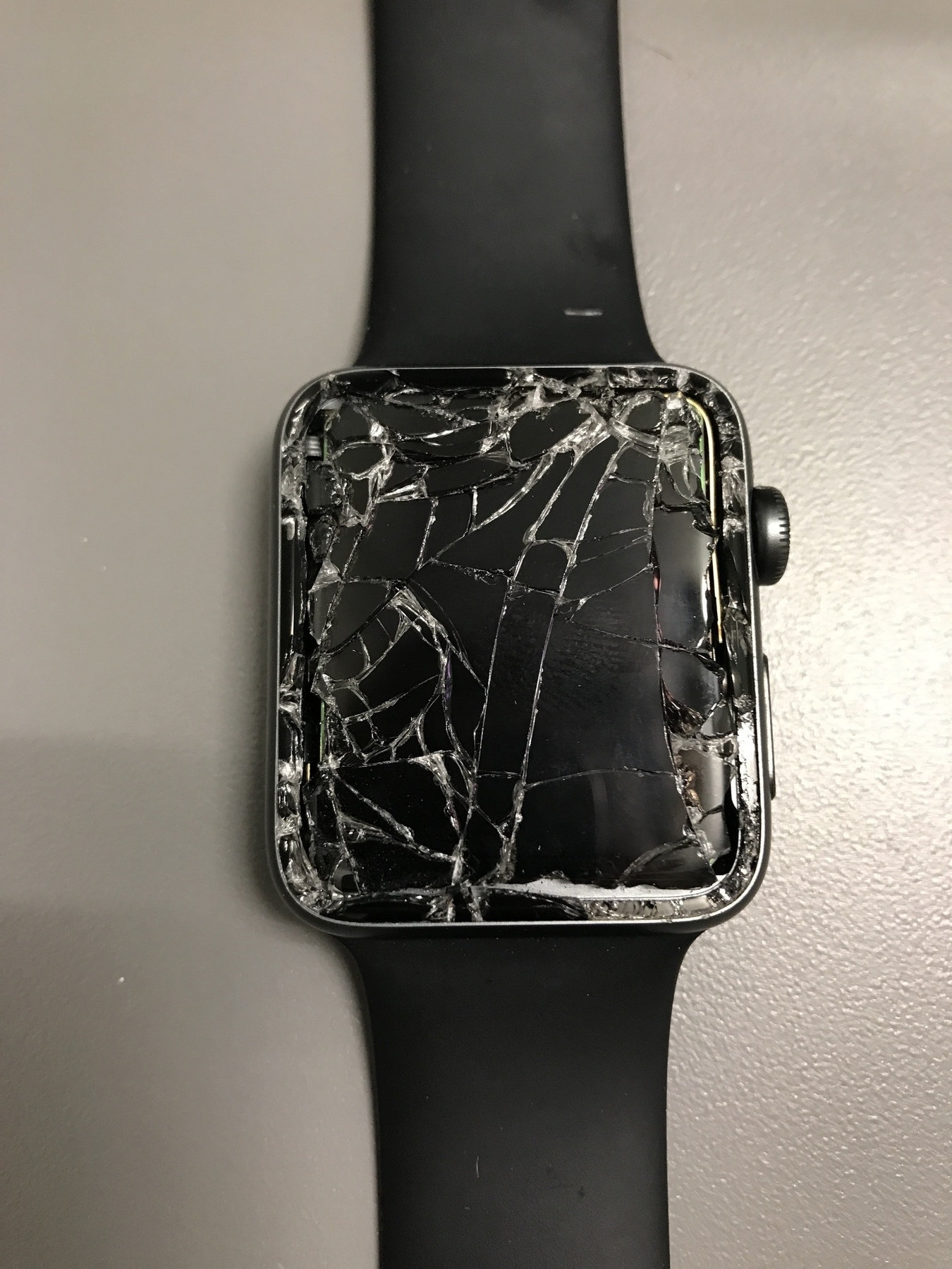 Smashed and cracked Apple Watch